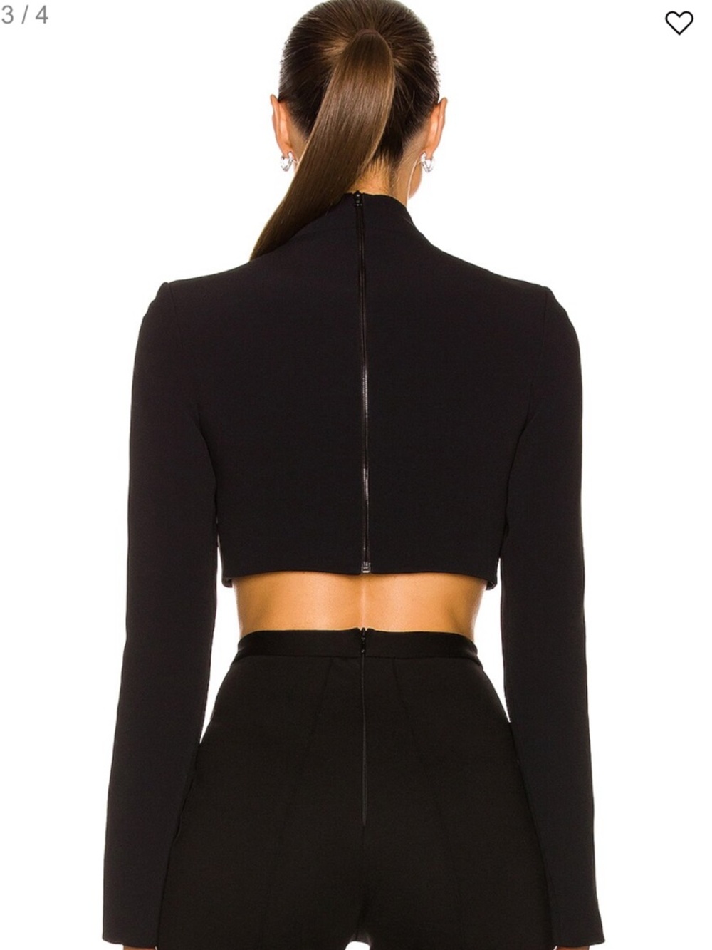 David Koma elegant tie Black Long-Sleeve Lace-Up Crop Top Size UK 6 barely worn - Picture 3 of 16